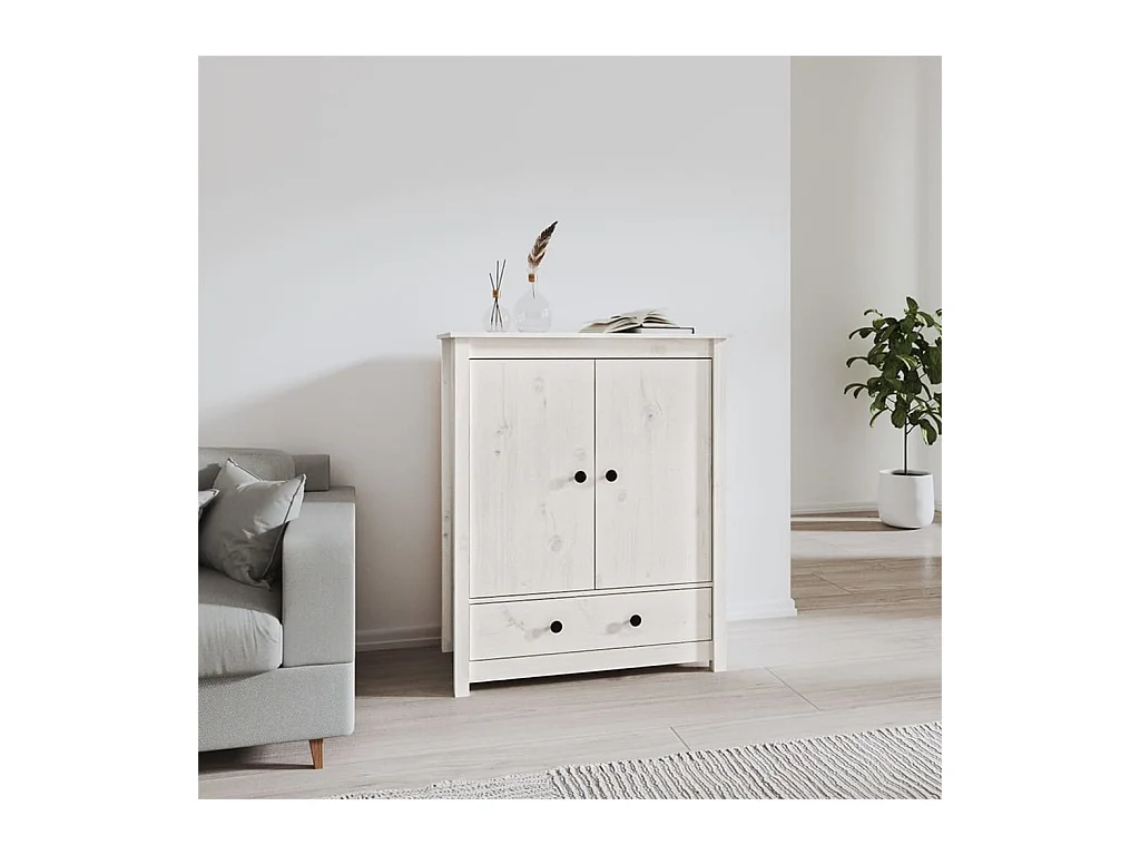 Buffet haut Blanc 83x41,5x100 cm Bois massif de pin EGER93287