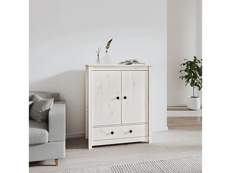 Highboard,Kommode Weiß 83x41,5x100 cm Massivholz Kiefer -gkd759597