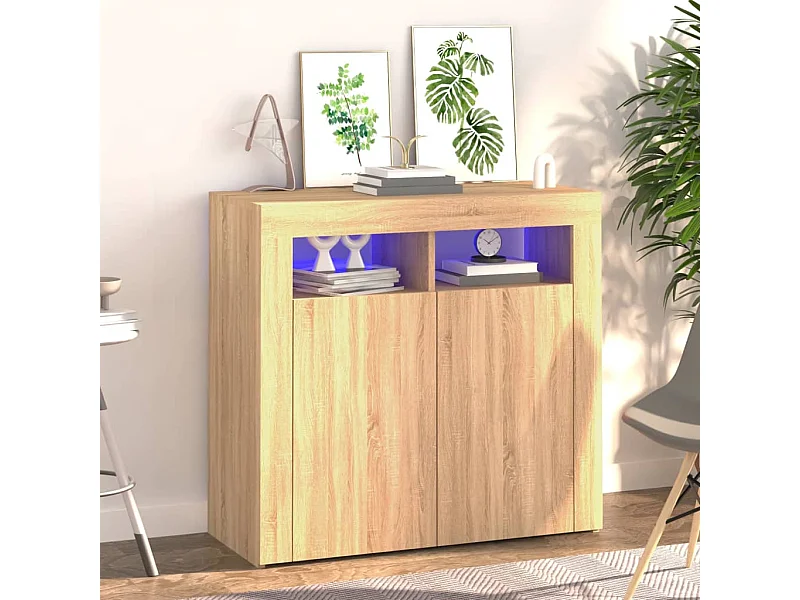 Aparador com luzes LED 80x35x75 cm carvalho sonoma PT729475