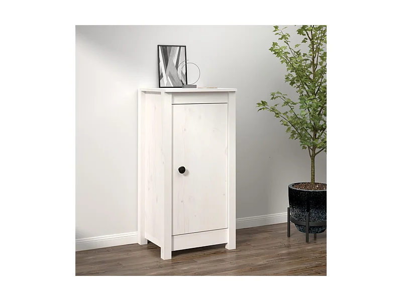 Buffet Blanc 40x35x80 cm Bois massif de pin QWE86160