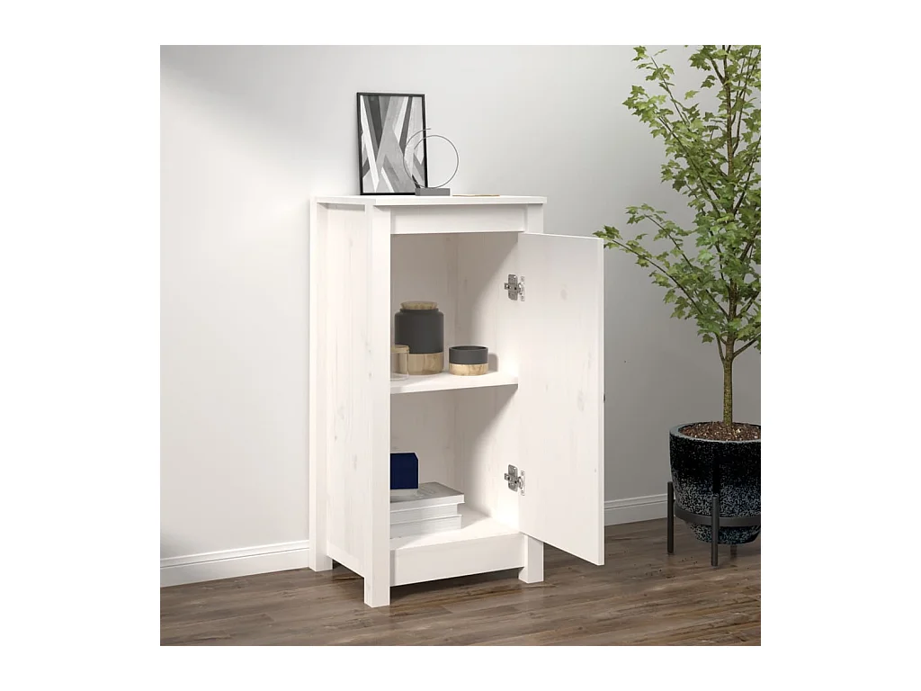 Buffet Blanc 40x35x80 cm Bois massif de pin QWE86160