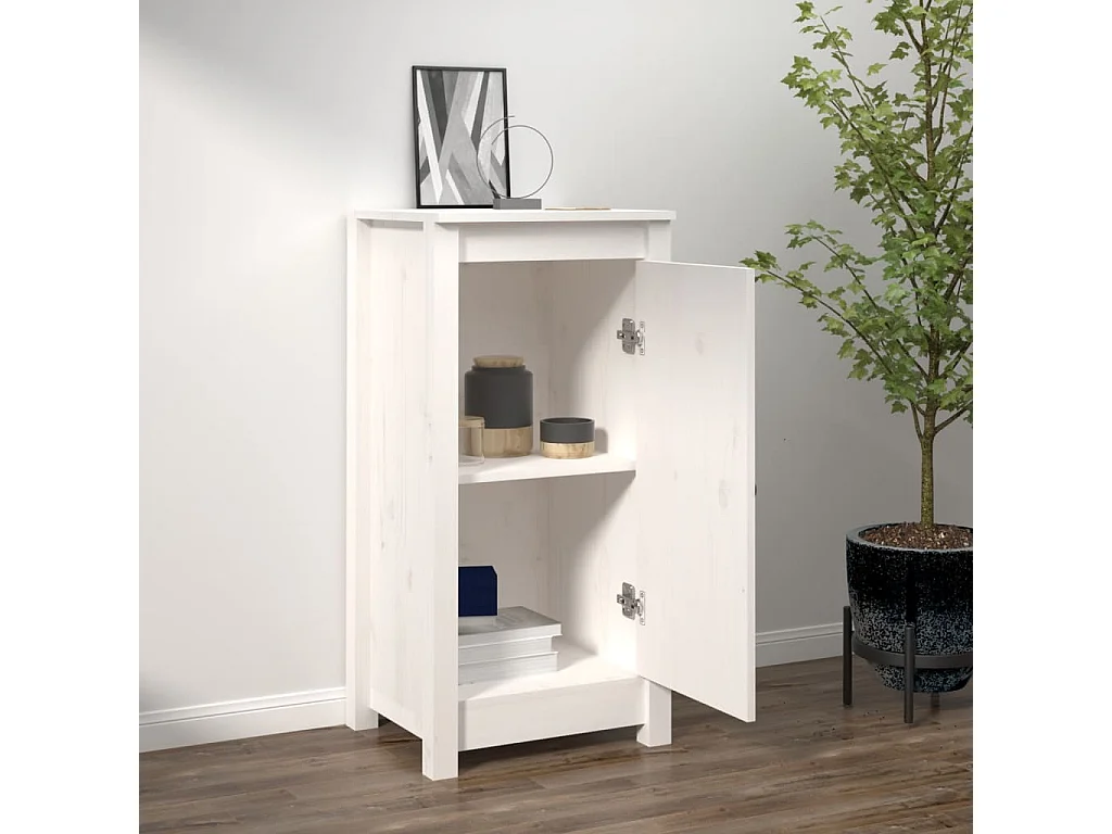 Buffet Blanc 40x35x80 cm Bois massif de pin QWE86160
