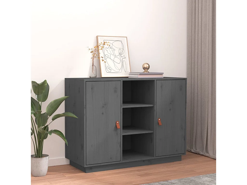 Dressoir 100x40x75 cm massief grenenhout grijs NL715584