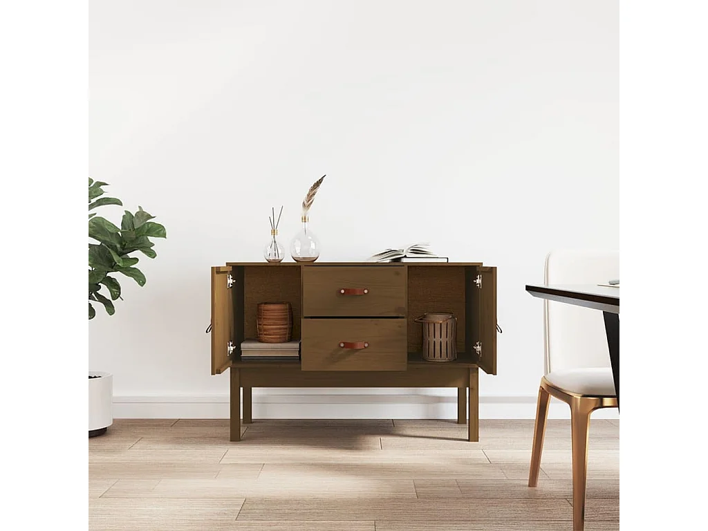 Aparador madera maciza de pino marrón miel 110x40x78 cm ES95343