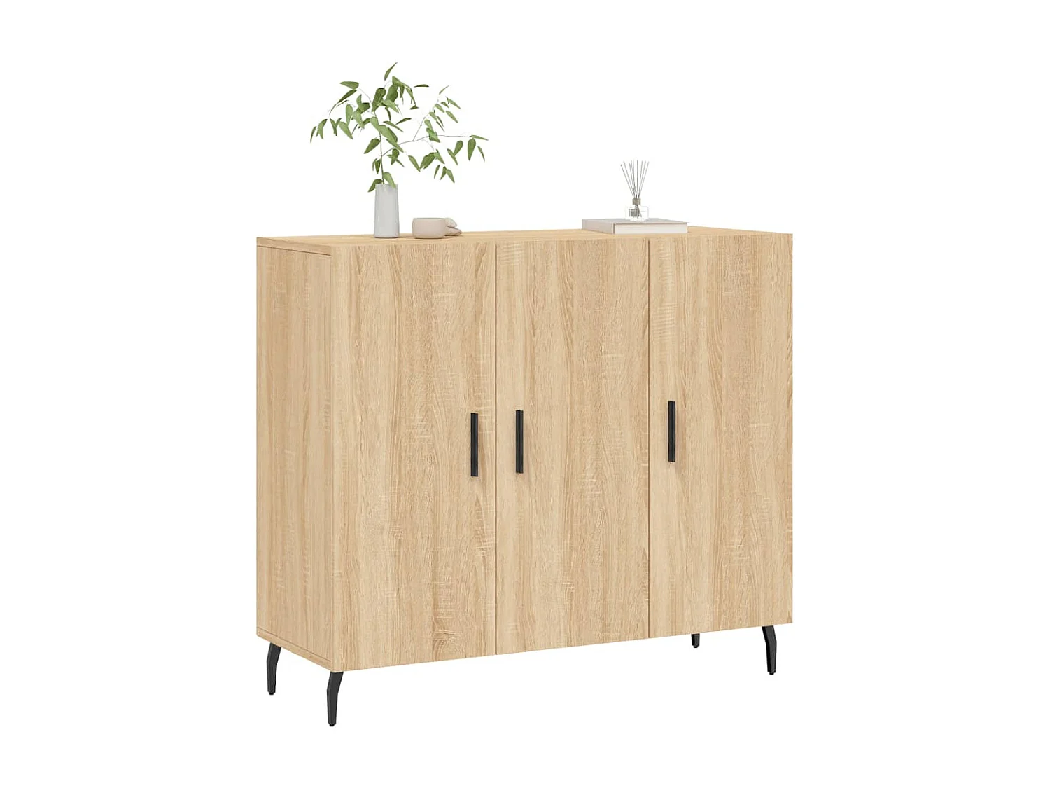 Buffet chêne sonoma 90x34x80 cm bois d'ingénierie QWE93724