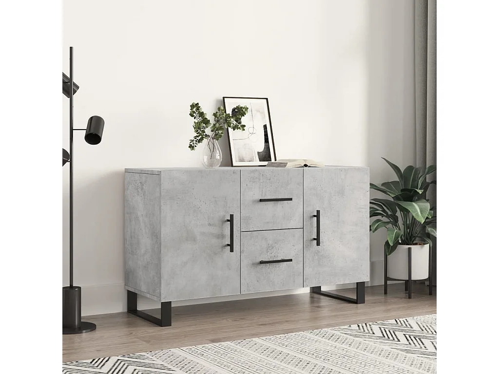 Buffet gris béton 100x36x60 cm bois d'ingénierie QWE36433