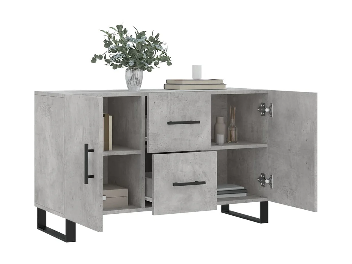 Buffet gris béton 100x36x60 cm bois d'ingénierie QWE36433