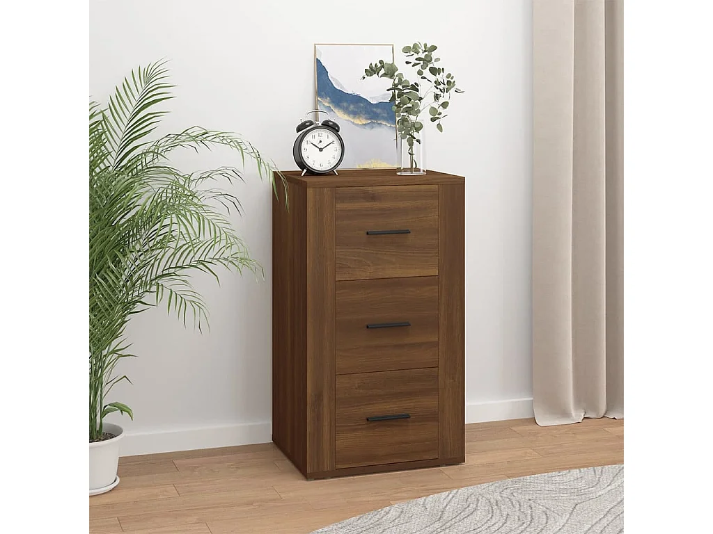 Aparador de madera contrachapada marrón roble 40x33x70 cm ES40282