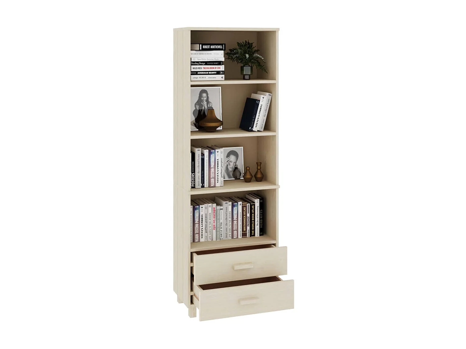 Highboard,Kommode HAMAR Honigbraun 60x35x180 cm Massivholz Kiefer -gkd126850