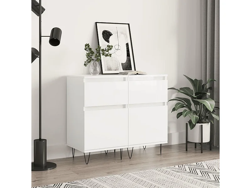 Aparadores 2 pcs 40x35x70 cm deriv. de madeira branco brilhante PT223856