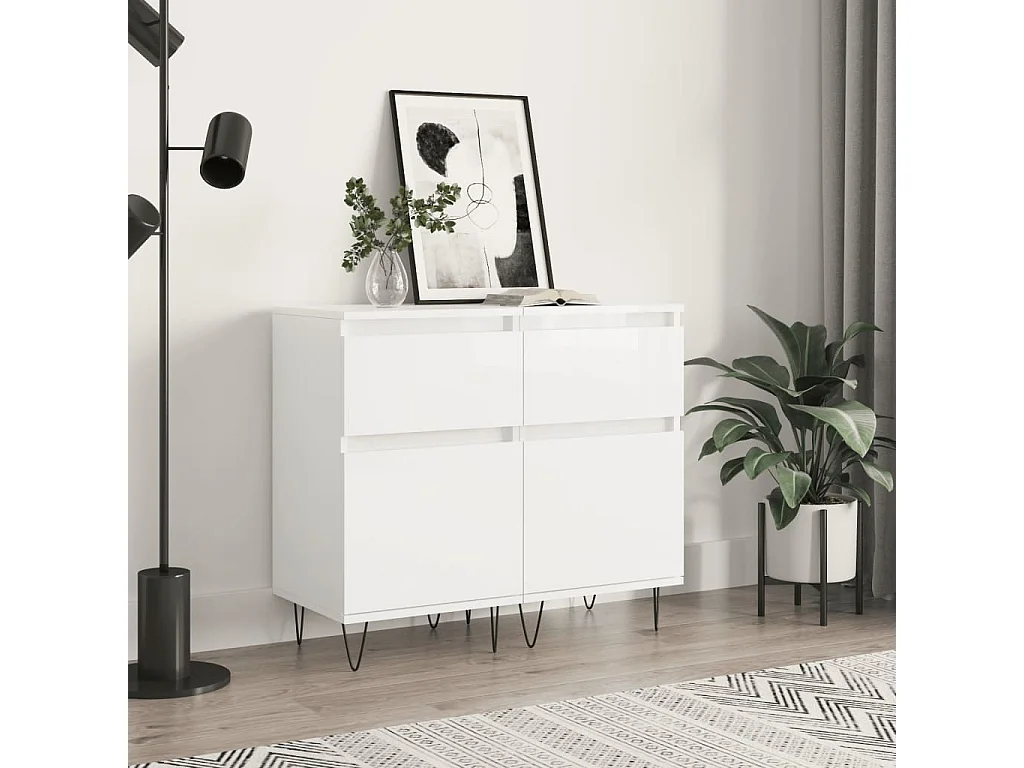 Aparadores 2 pcs 40x35x70 cm deriv. de madeira branco brilhante PT223856