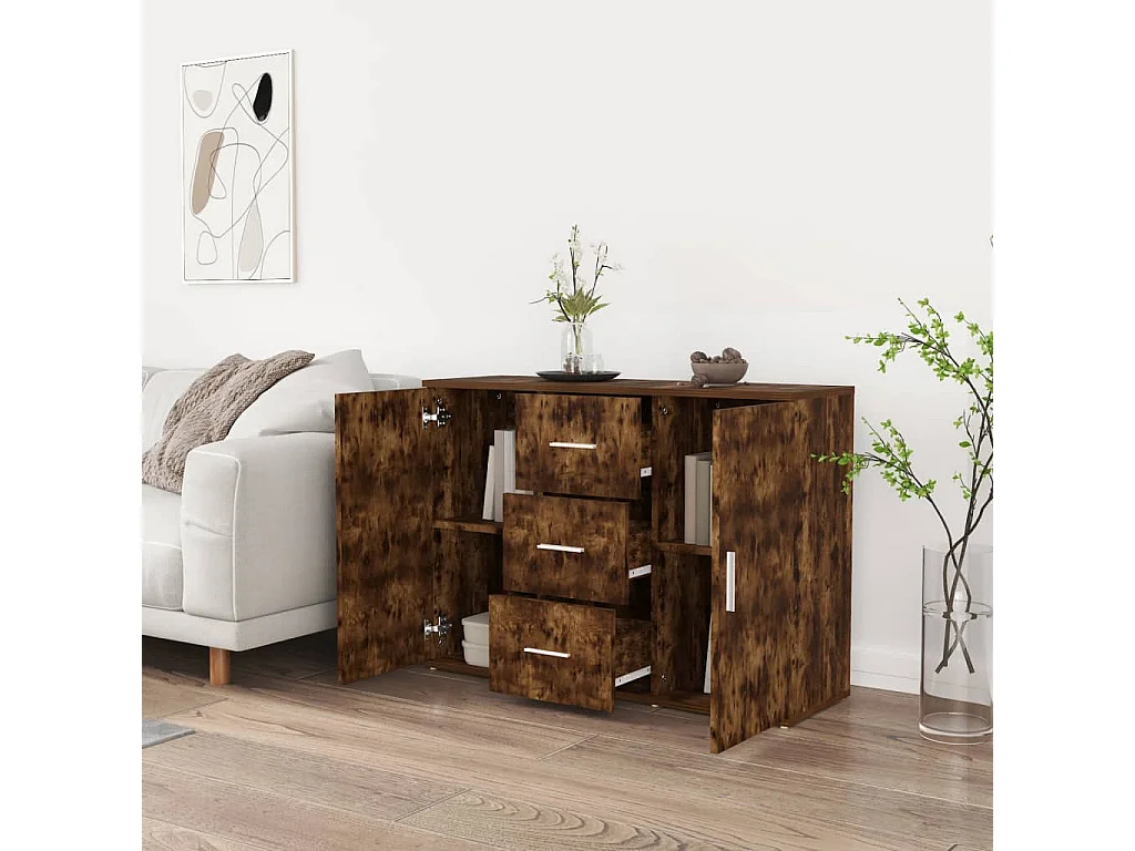 Buffet Chêne fumé 91x29,5x65 cm Bois d'ingénierie EGER75224