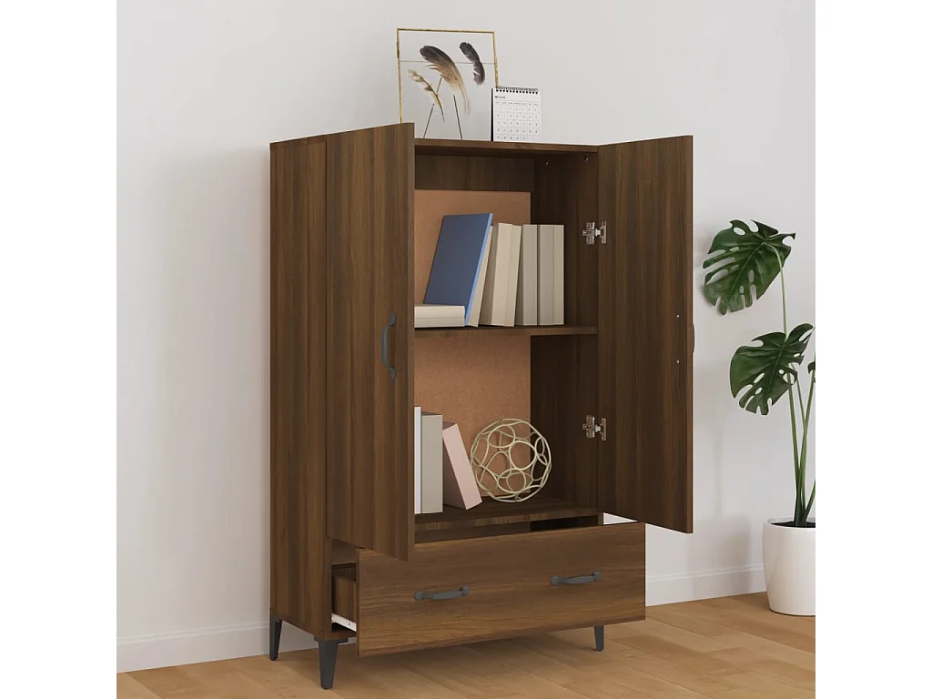Highboard,Kommode Braun Eichen-Optik 70x31x115 cm Holzwerkstoff -gkd858102