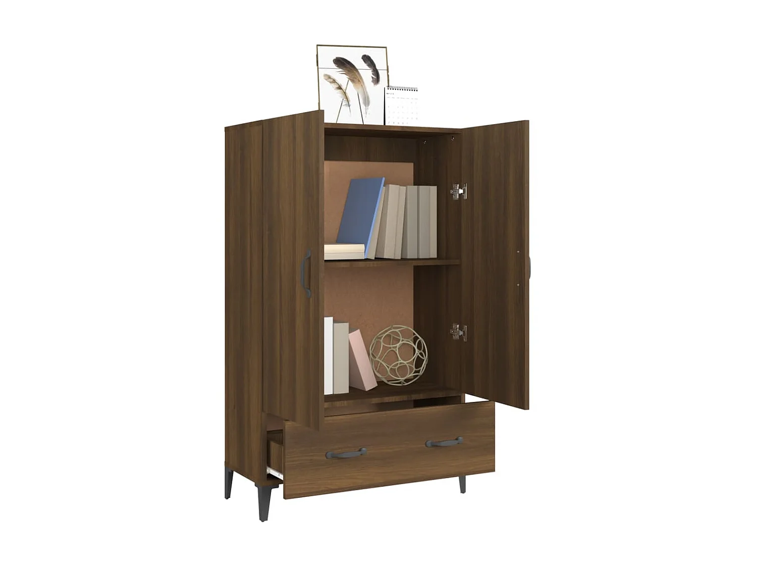 Highboard,Kommode Braun Eichen-Optik 70x31x115 cm Holzwerkstoff -gkd858102