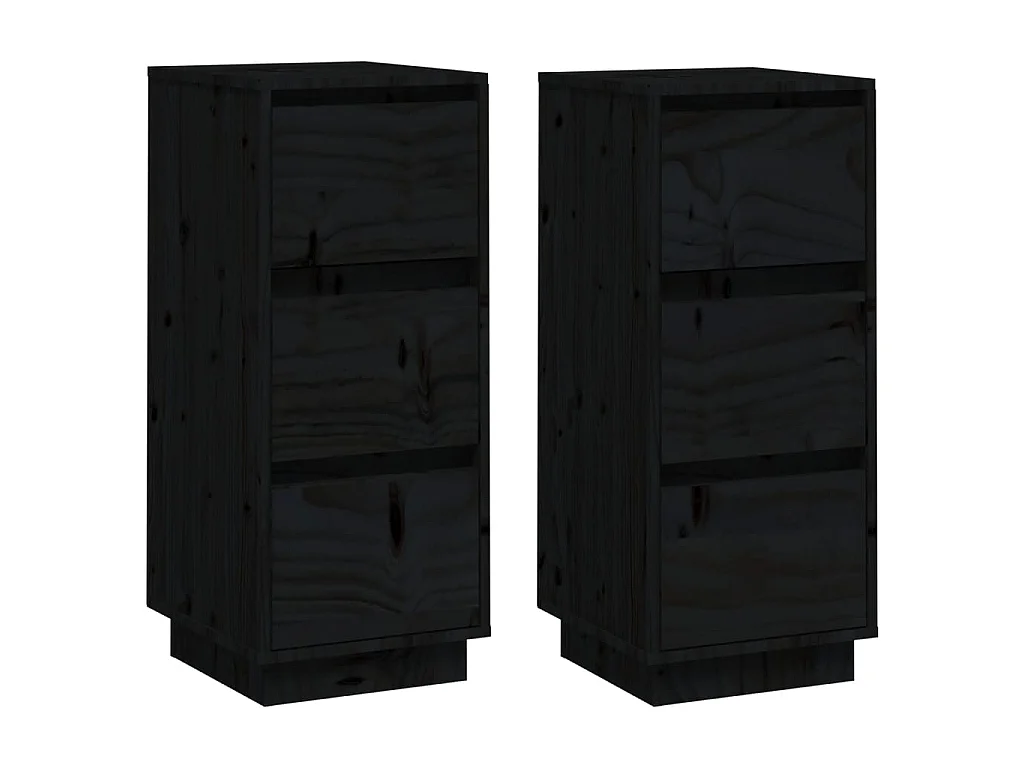 Dressoirs 2 st 32x34x75 cm massief grenenhout zwart NL449371