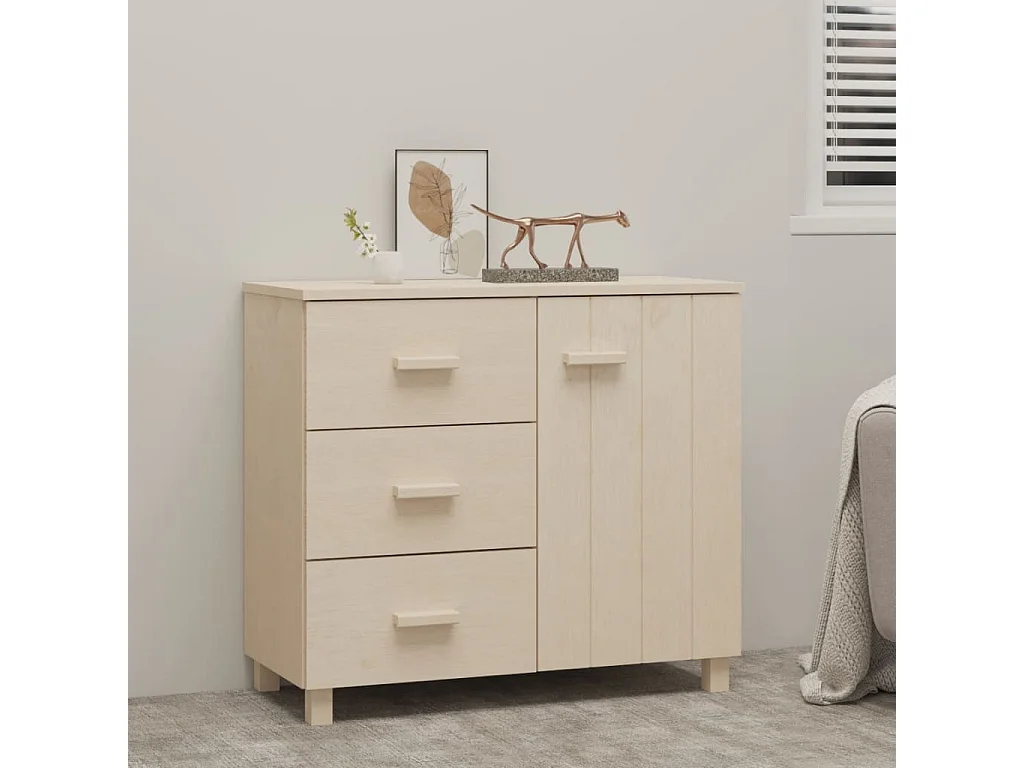Aparador HAMAR madera de pino maciza marrón miel 90x40x80 cm ES88668