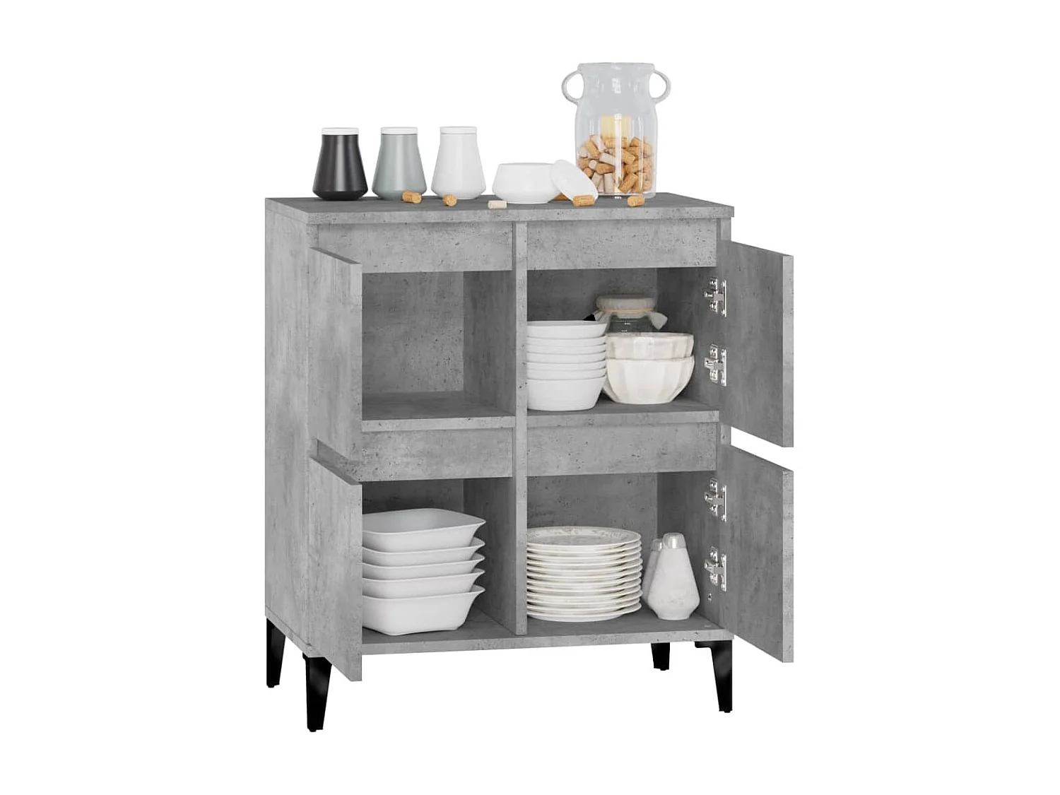 Buffet Gris béton 60x35x70 cm Bois d'ingénierie EGER37038