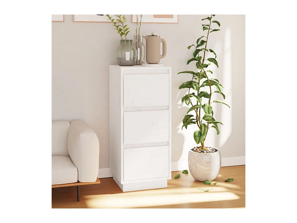 Buffet Blanc 32x34x75 cm Bois massif de pin EGER72706
