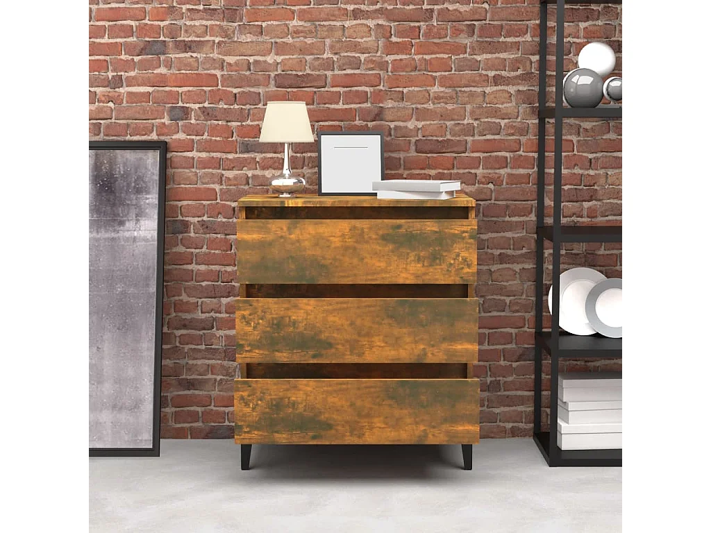 Aparador 60x35x69 cm derivados de madeira cor carvalho fumado PT384676