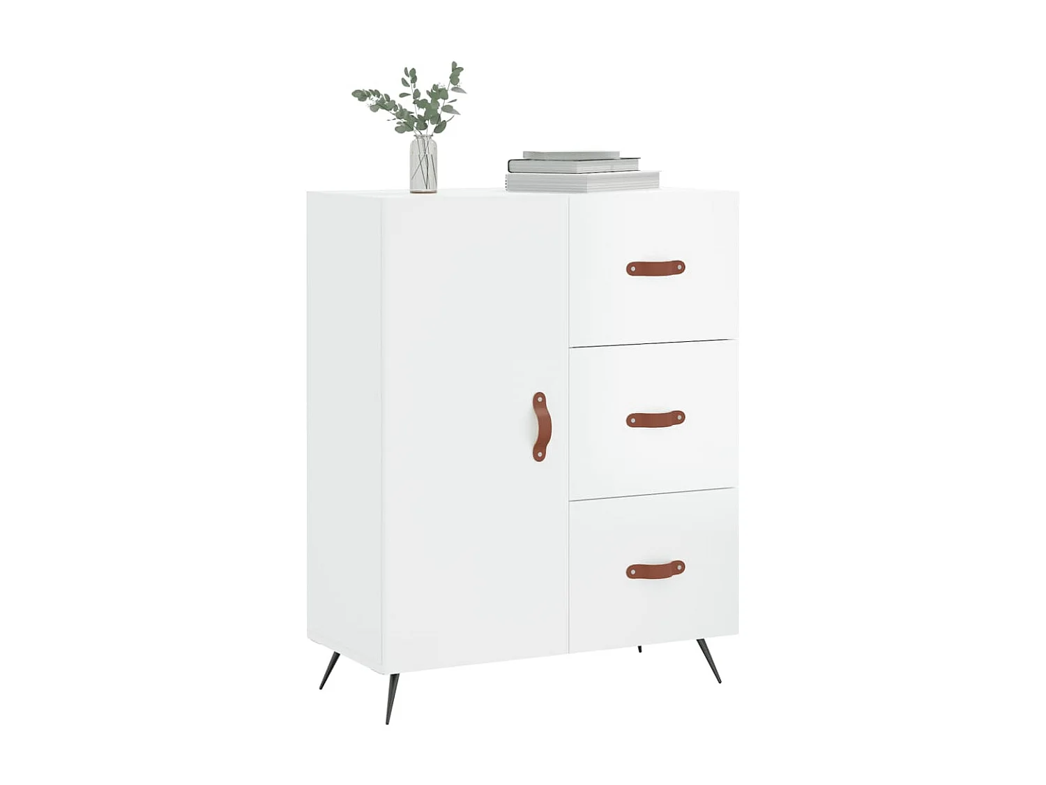 Buffet Blanc brillant 69,5x34x90 cm Bois d'ingénierie QWE48767