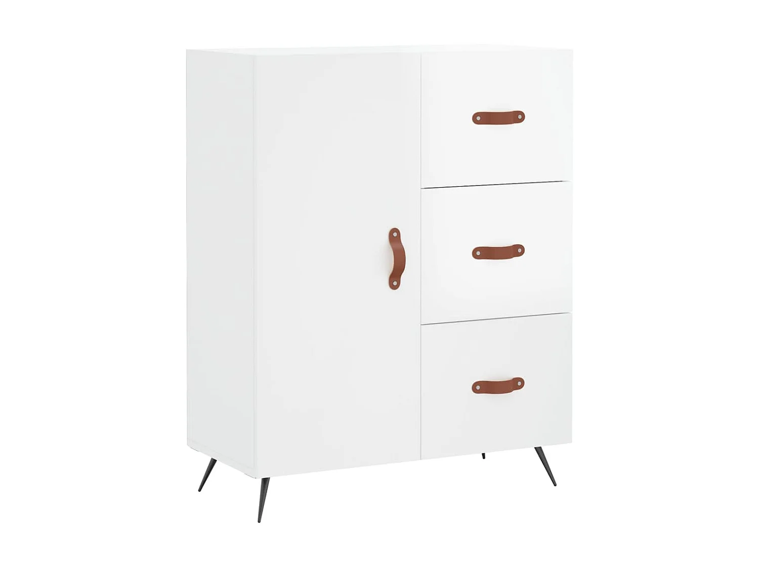 Buffet Blanc brillant 69,5x34x90 cm Bois d'ingénierie QWE48767
