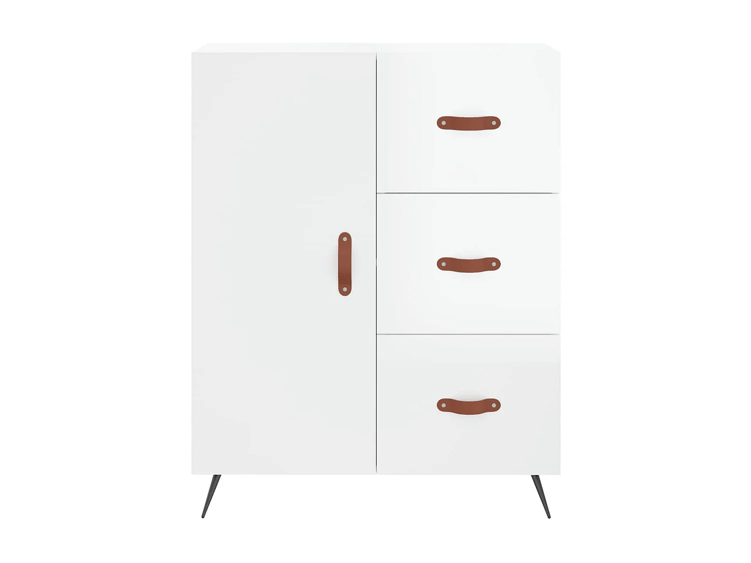 Buffet Blanc brillant 69,5x34x90 cm Bois d'ingénierie QWE48767