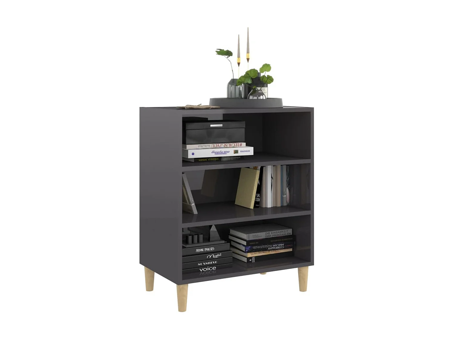 Buffet Gris brillant 57x35x70 cm Aggloméré EGER88558