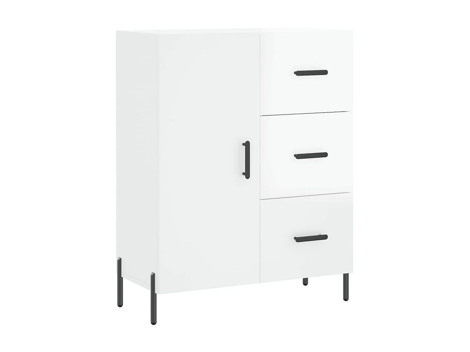 Buffet Blanc brillant 69,5x34x90 cm Bois d'ingénierie QWE80221