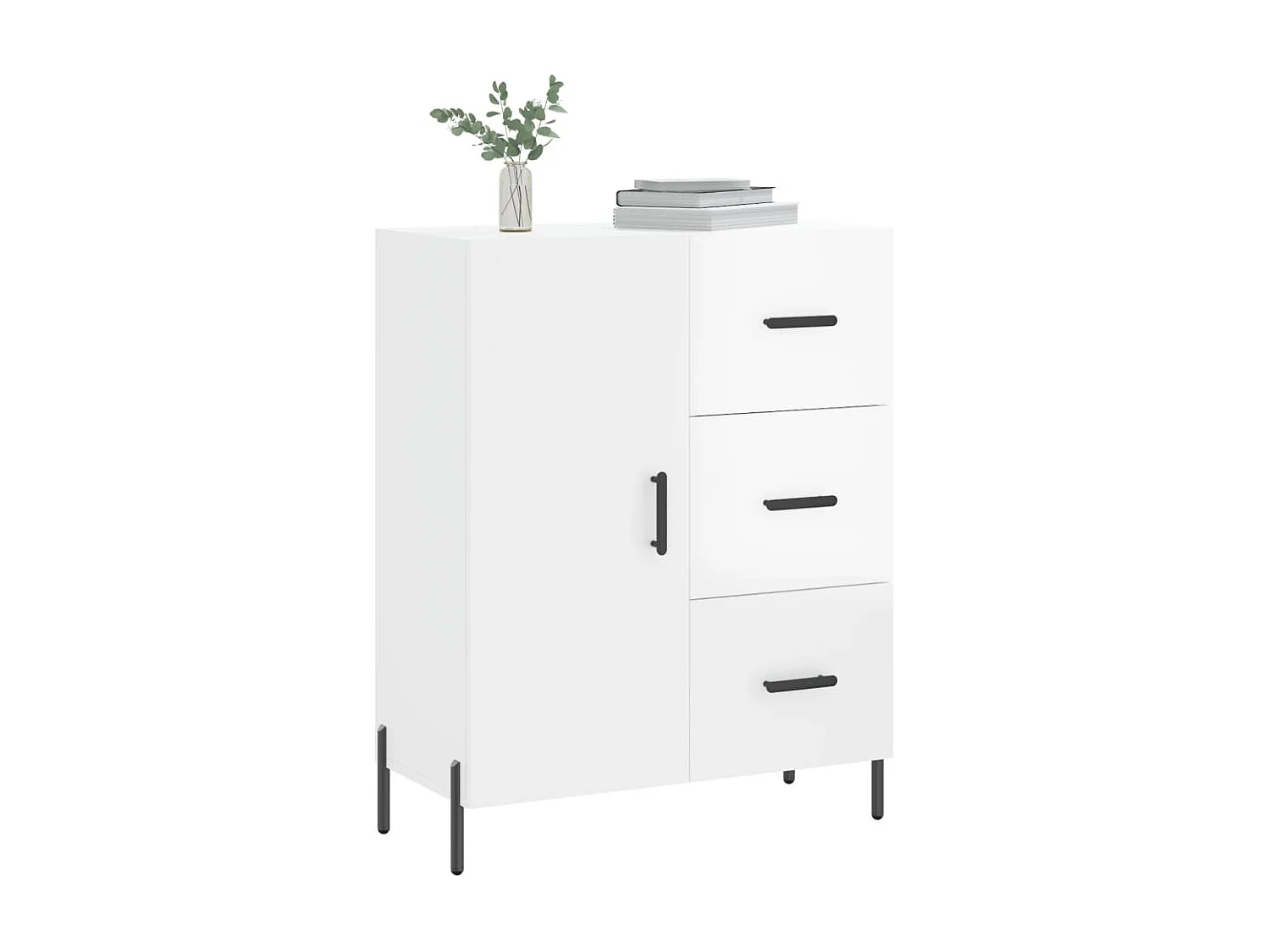 Buffet Blanc brillant 69,5x34x90 cm Bois d'ingénierie QWE80221