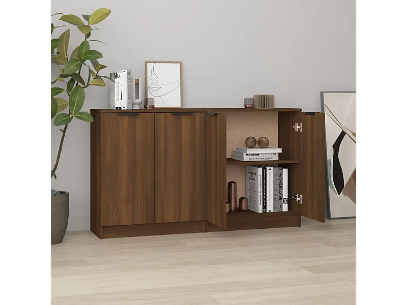 Buffets 2 pcs Chêne marron 60x30x70 cm Bois d'ingénierie EGER48021