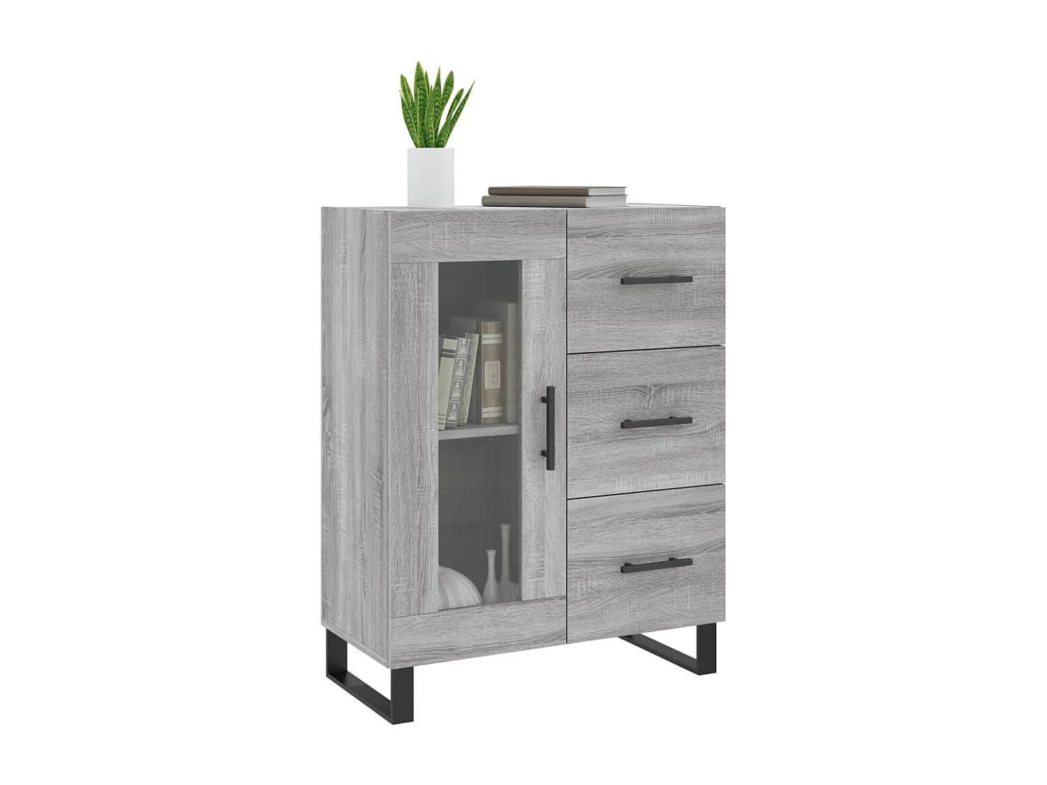 Dressoir 69,5x34x90 cm bewerkt hout grijs sonoma eikenkleurig NL772369