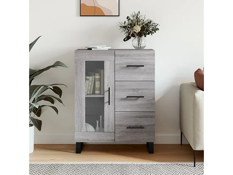 Dressoir 69,5x34x90 cm bewerkt hout grijs sonoma eikenkleurig NL772369