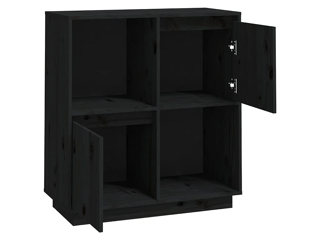 Aparador 74x35x80 cm madeira de pinho maciça preto PT139626