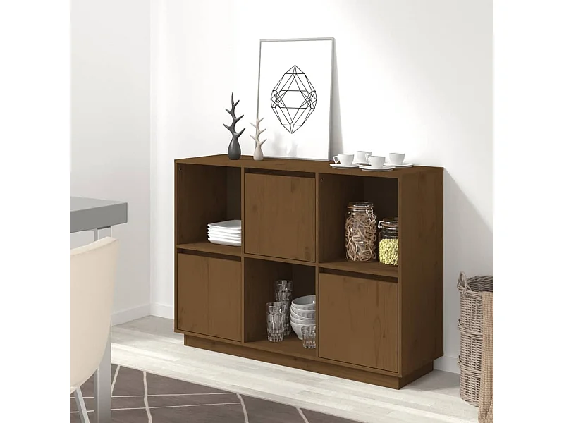 Dressoir 110,5x35x80 cm massief grenenhout honingbruin NL945931