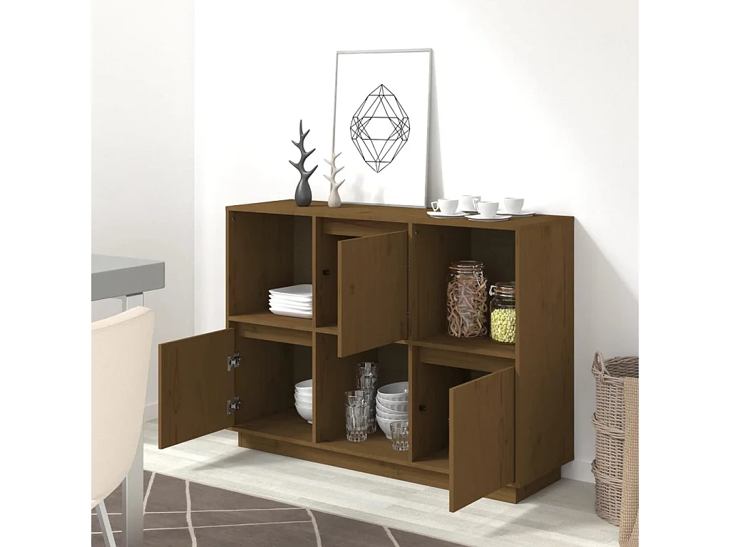 Dressoir 110,5x35x80 cm massief grenenhout honingbruin NL945931