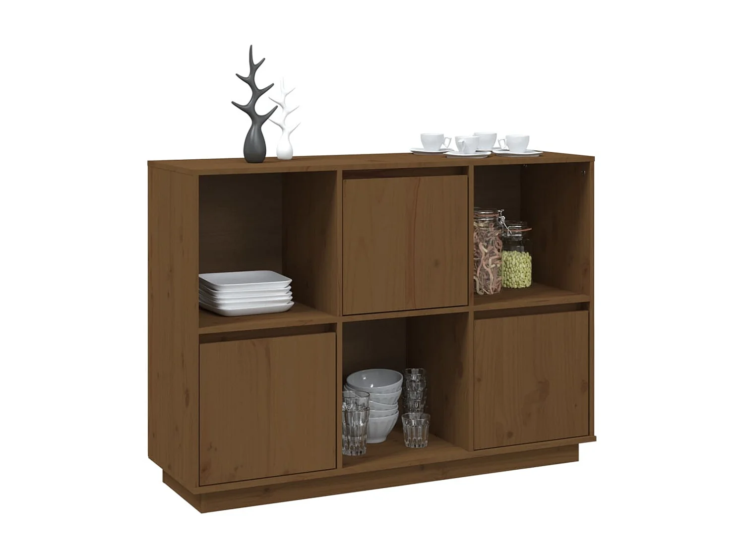 Dressoir 110,5x35x80 cm massief grenenhout honingbruin NL945931