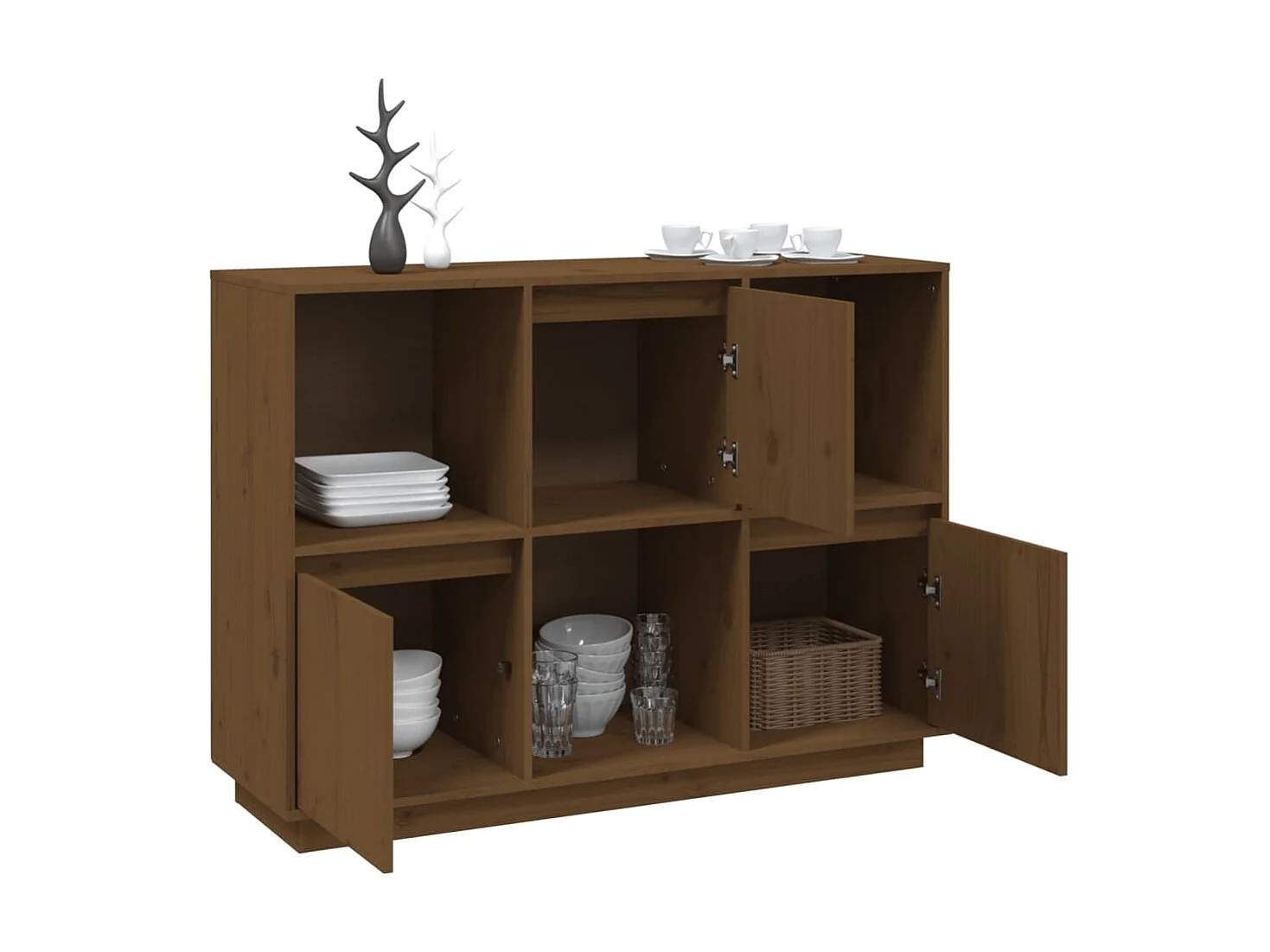 Dressoir 110,5x35x80 cm massief grenenhout honingbruin NL945931