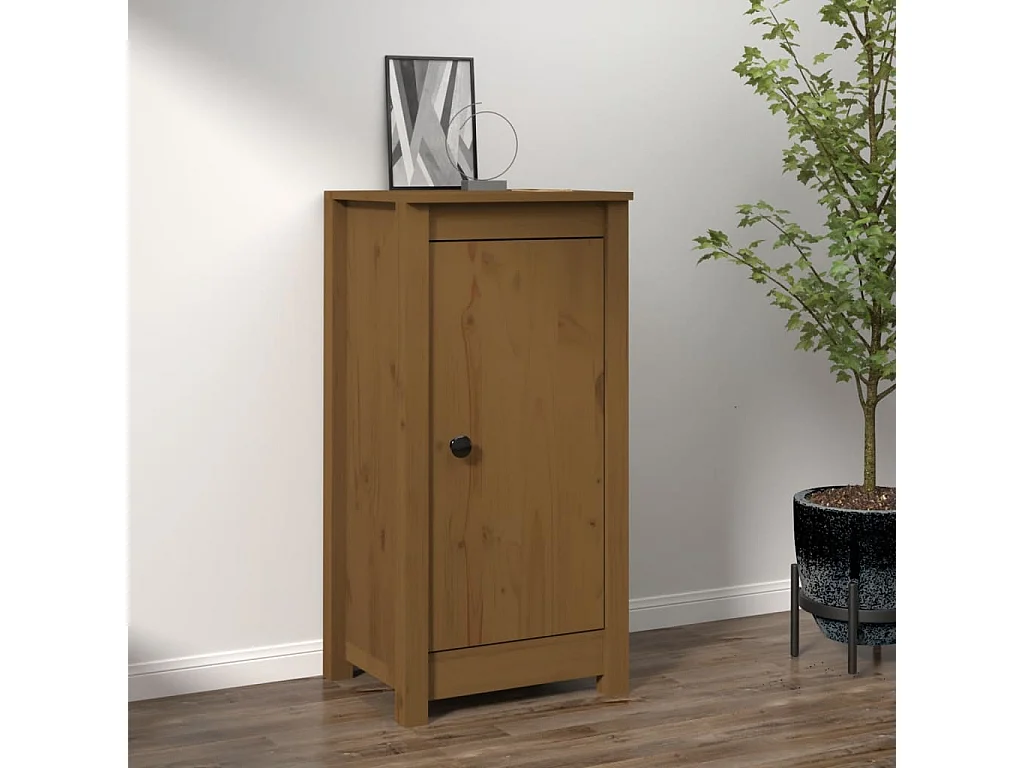 Aparador de madera maciza de pino marrón miel 40x35x80 cm ES87086