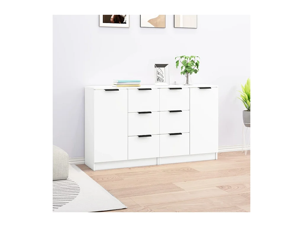Buffets 2 pcs Blanc 60x30x70 cm Bois d'ingénierie EGER87359