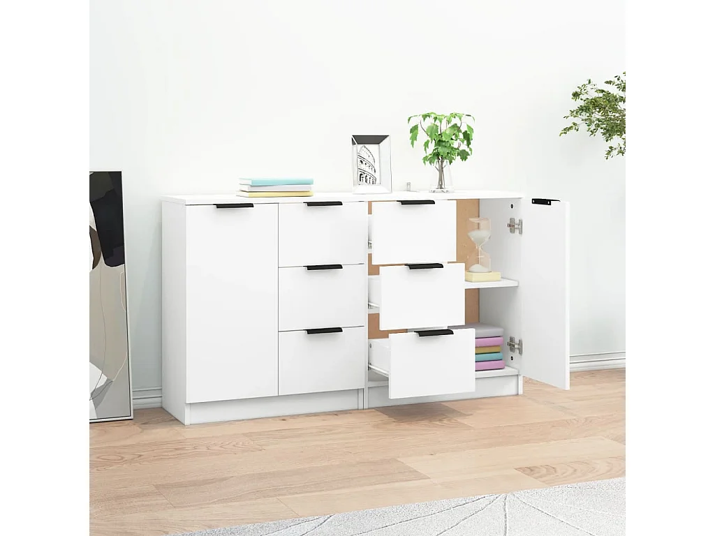 Buffets 2 pcs Blanc 60x30x70 cm Bois d'ingénierie EGER87359