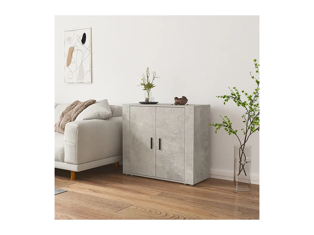 Buffet Gris béton 80x33x70 cm Bois d'ingénierie EGER60031