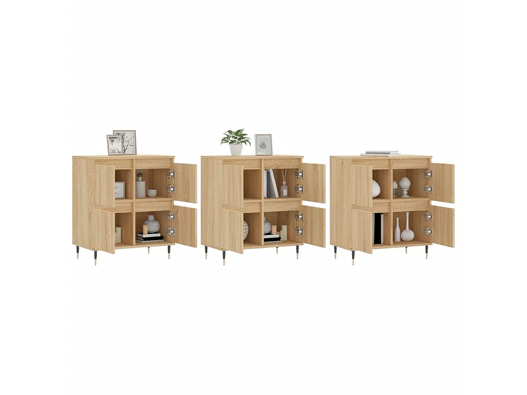 Aparadores 3 uds madera contrachapada color roble sonoma ES95691