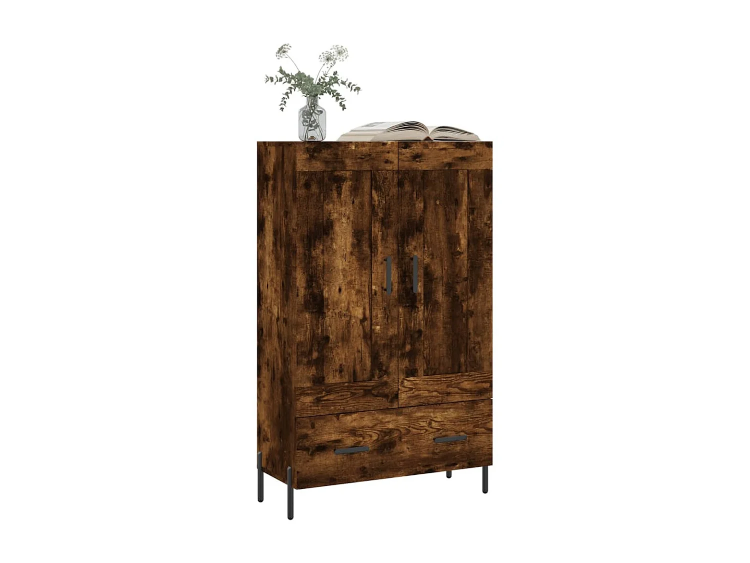 Buffet haut chêne fumé 69,5x31x115 cm bois d'ingénierie QWE24597