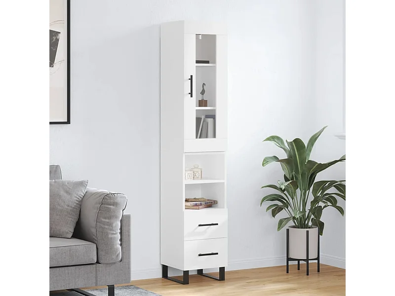 Highboard,Kommode Weiß 34,5x34x180 cm Holzwerkstoff -gkd395186
