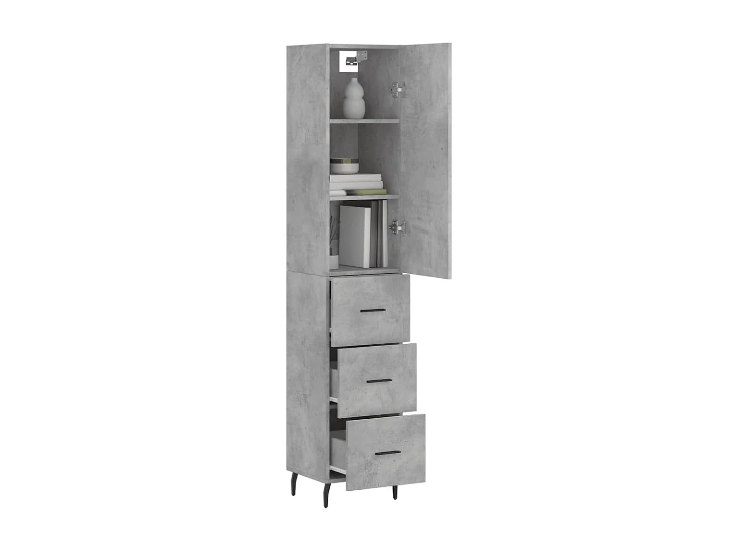 Aparador de madera contrachapada gris hormigón 34,5x34x180 cm ES73051