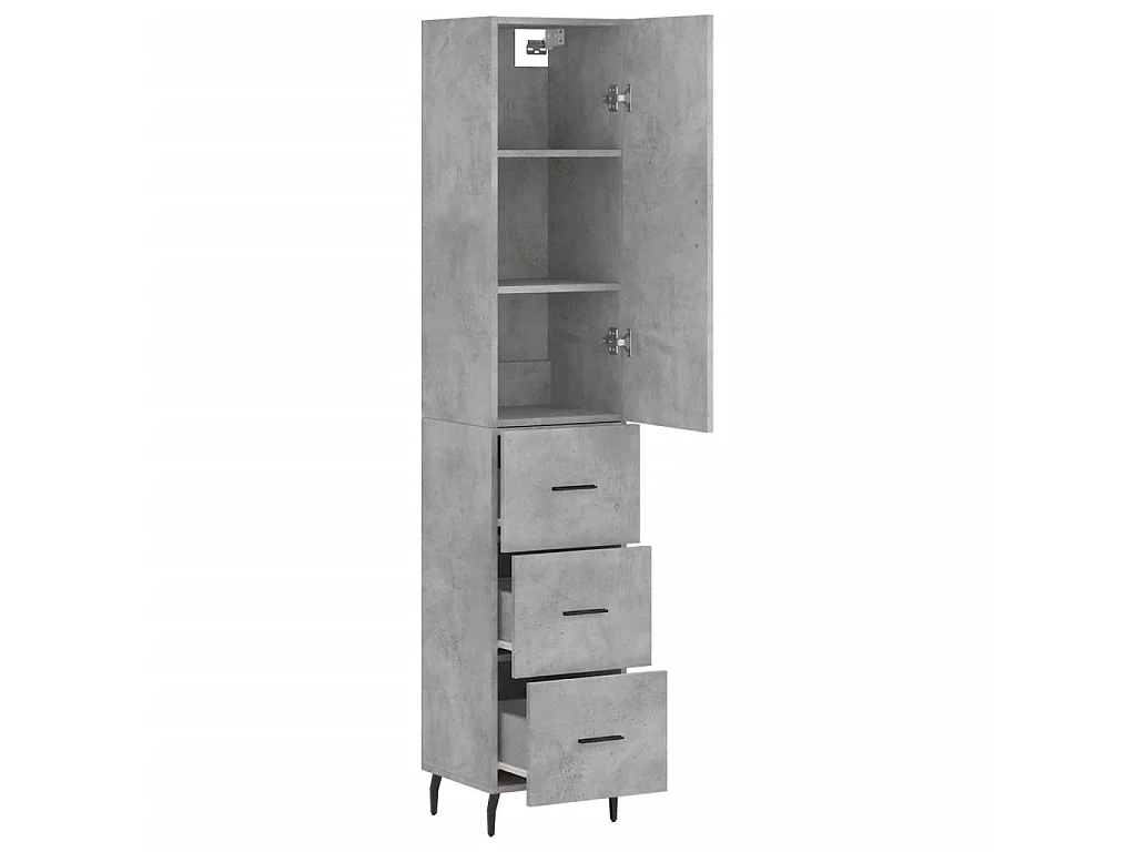 Aparador de madera contrachapada gris hormigón 34,5x34x180 cm ES73051