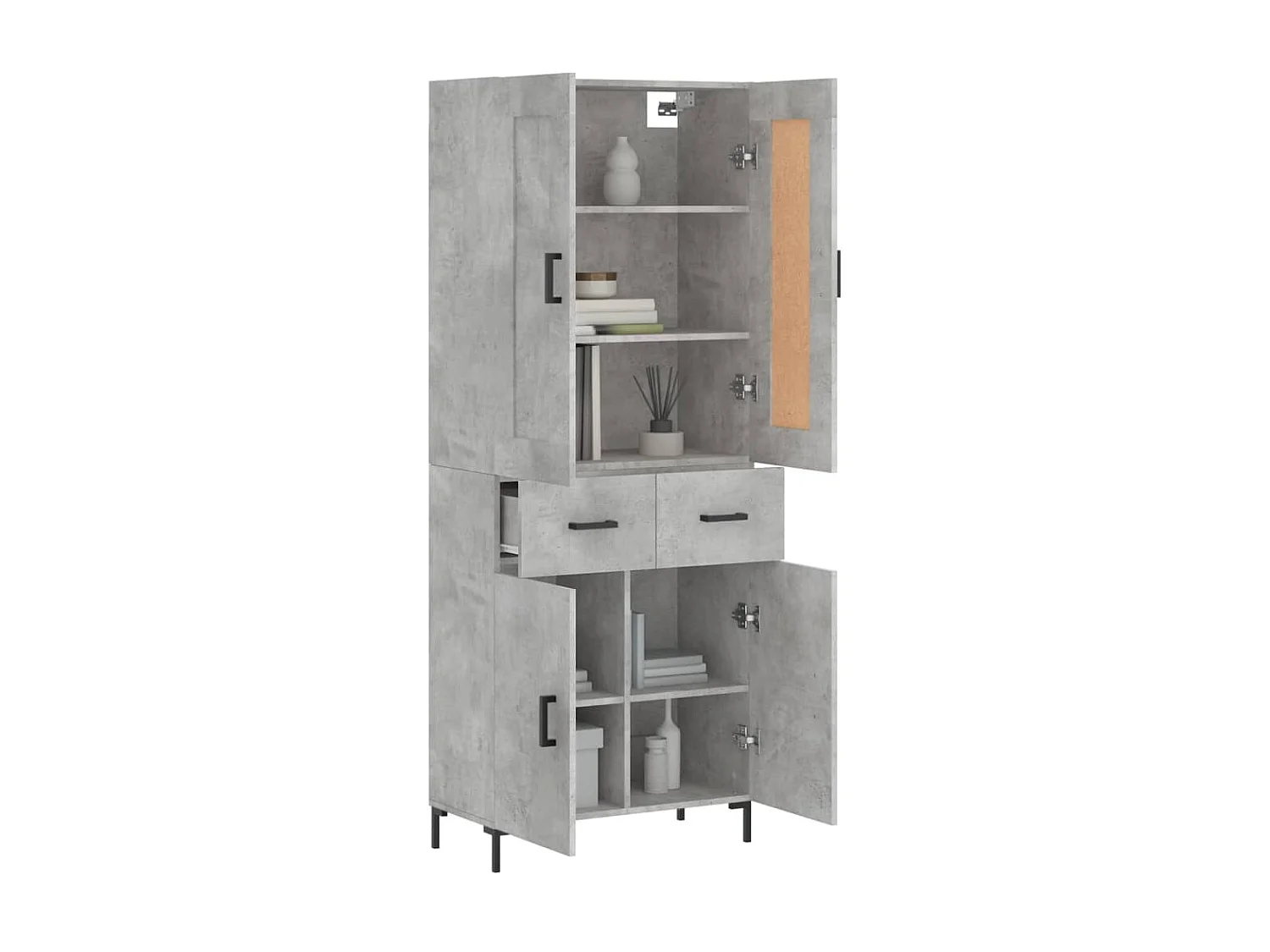 Highboard,Kommode Betongrau 69,5x34x180 cm Holzwerkstoff -gkd665850