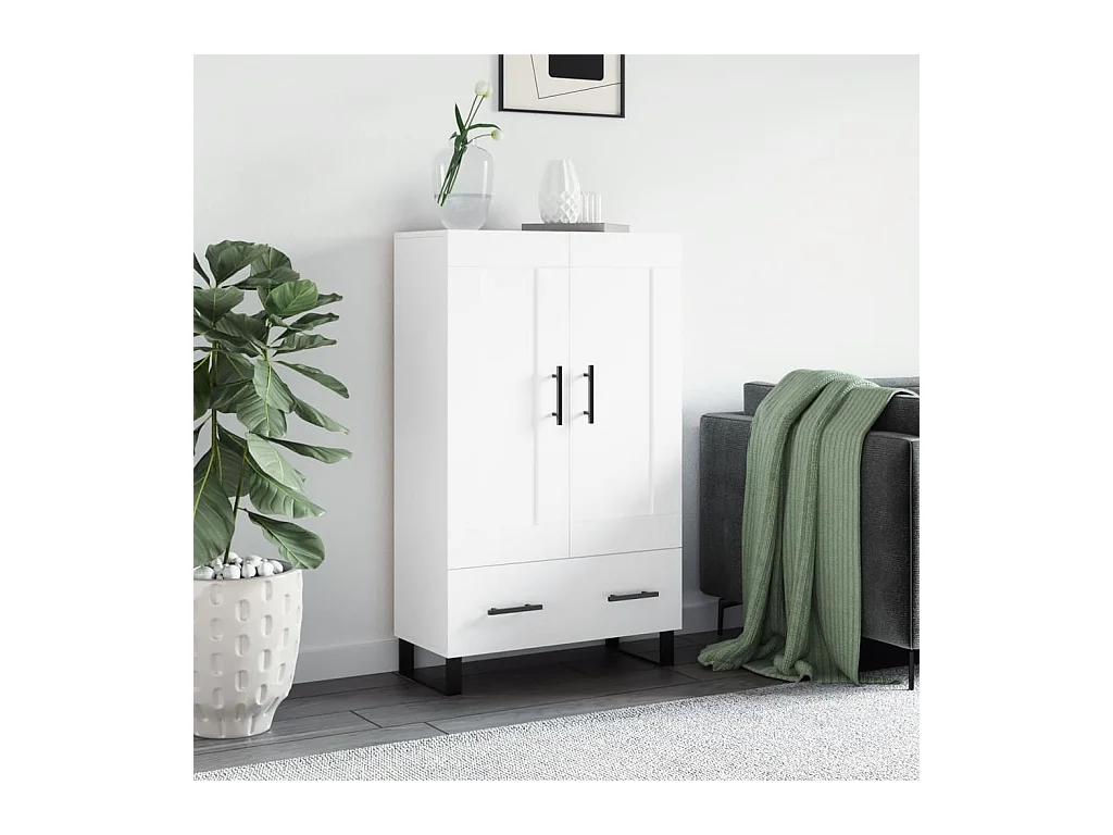 Buffet haut blanc 69,5x31x115 cm bois d'ingénierie QWE95409
