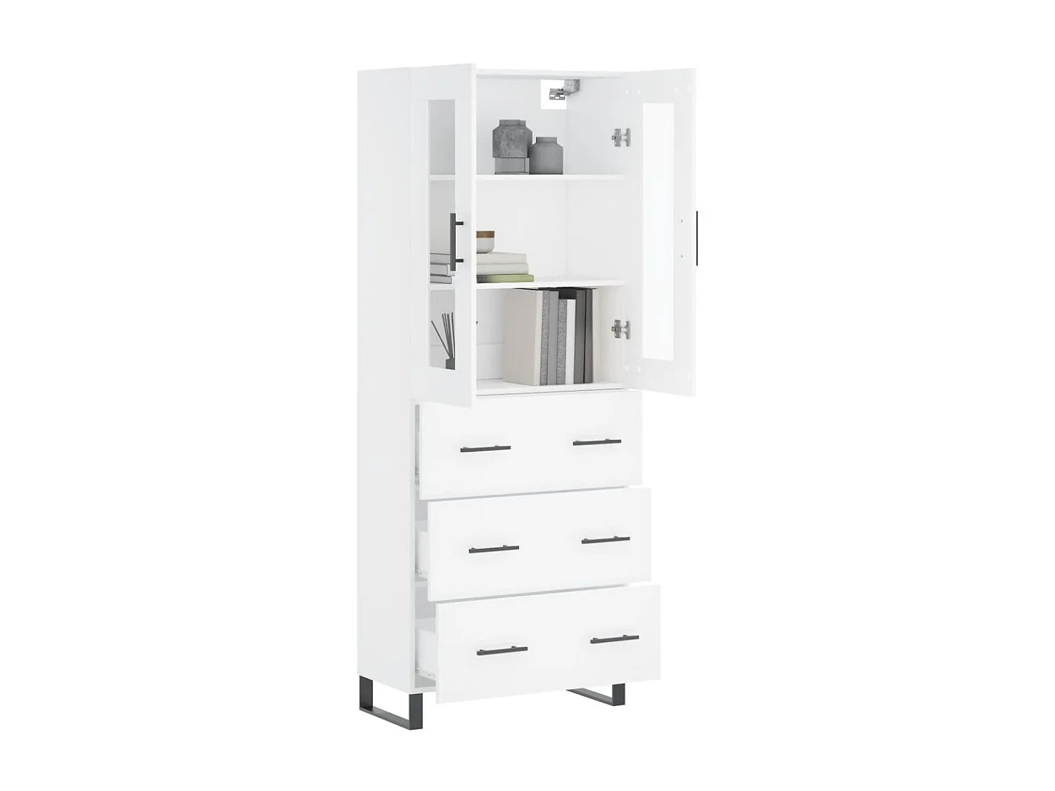 Buffet haut Blanc 69,5x34x180 cm Bois d'ingénierie QWE69937