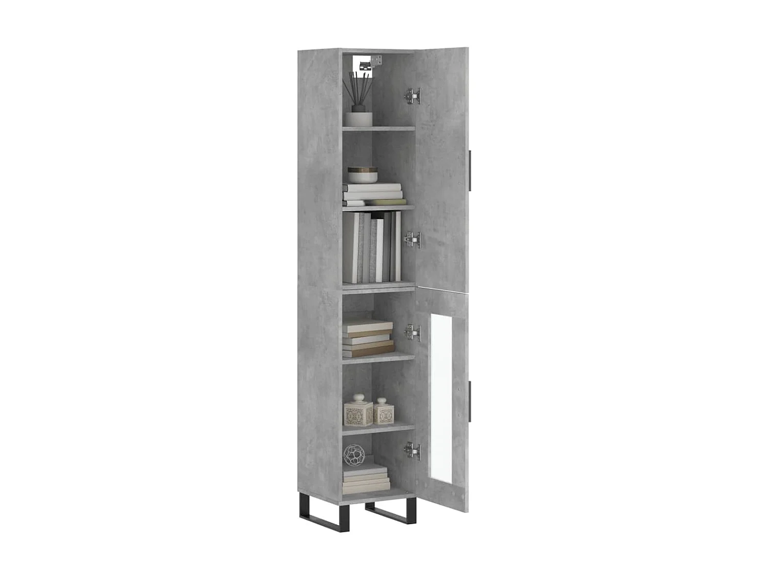 Buffet haut Gris béton 34,5x34x180 cm Bois d'ingénierie QWE85232
